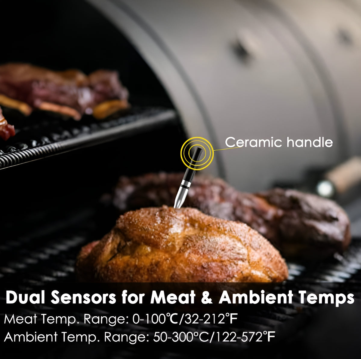 Termómetro De Carne Inalámbrico Con Doble Sonda App Celular