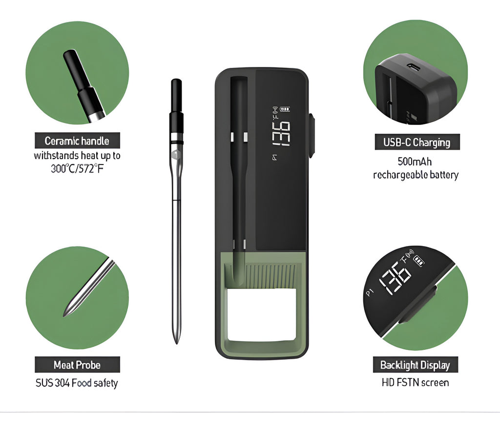 Termómetro De Carne Inalámbrico Con App Para Celular