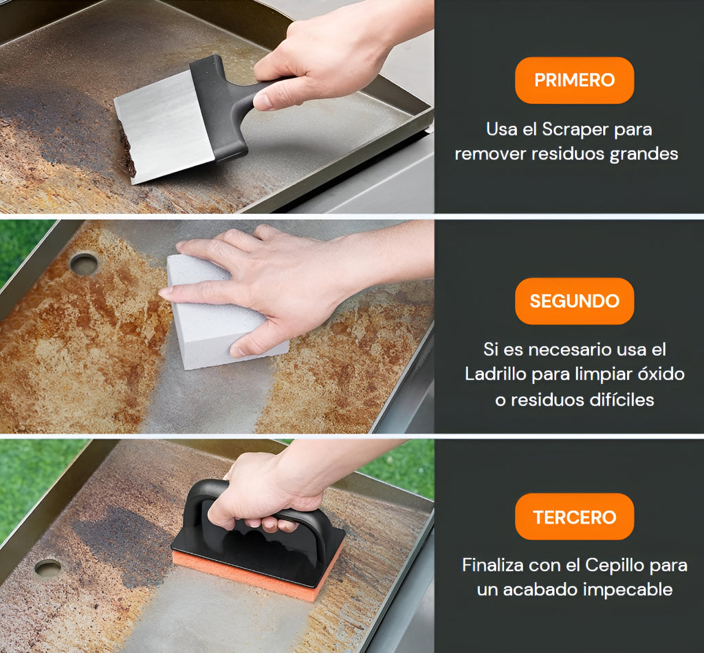 Kit De Limpieza De Plancha | Scraper + Ladrillos + Cepillos