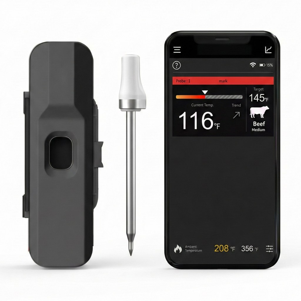 Termómetro Inalámbrico Para Carne Y Asados Con App Celular Blanco